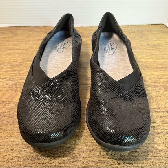 Clarks Black Sillian Jetay Wedge Flats Size 8 - Picture 4 of 14